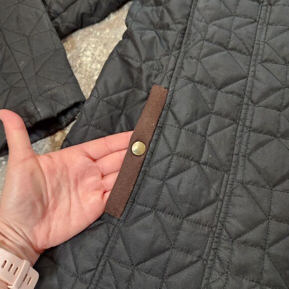 🇬🇪🔹️Anthropologie G.H. Bass Black Quilted Zippered Jacket Large - Picture 8 of 11